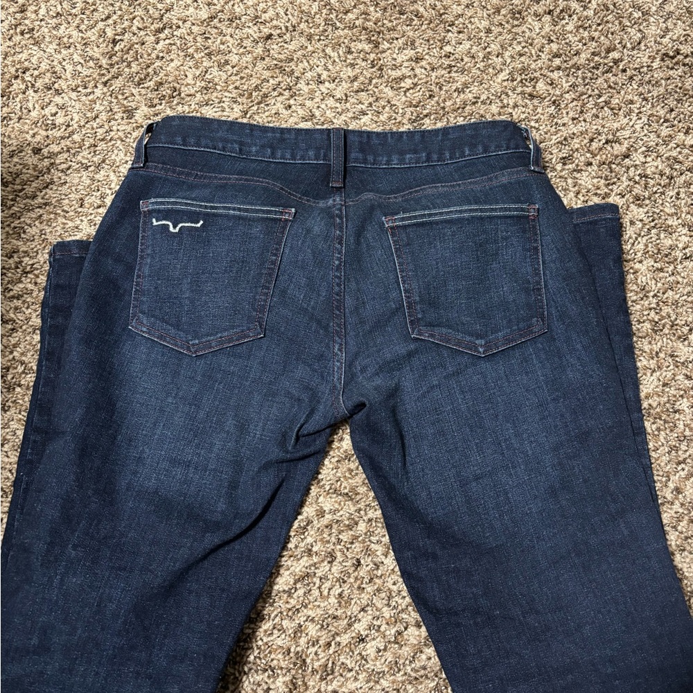 6/30 Audrey Kimes Ranch Dark Indigo Denim Jeans with White Pocket Lining - Picture 3 of 4